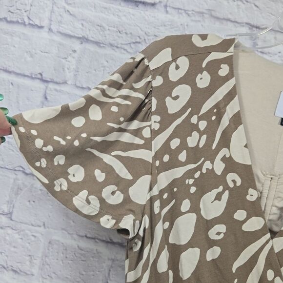 CAbi 6147 Swoon Dress Midi Tiered Swing Work Leisure Taupe Flutter Sleeve Cutout - Picture 8 of 11